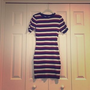 Pretty Dress In Blue, White and Magenta.